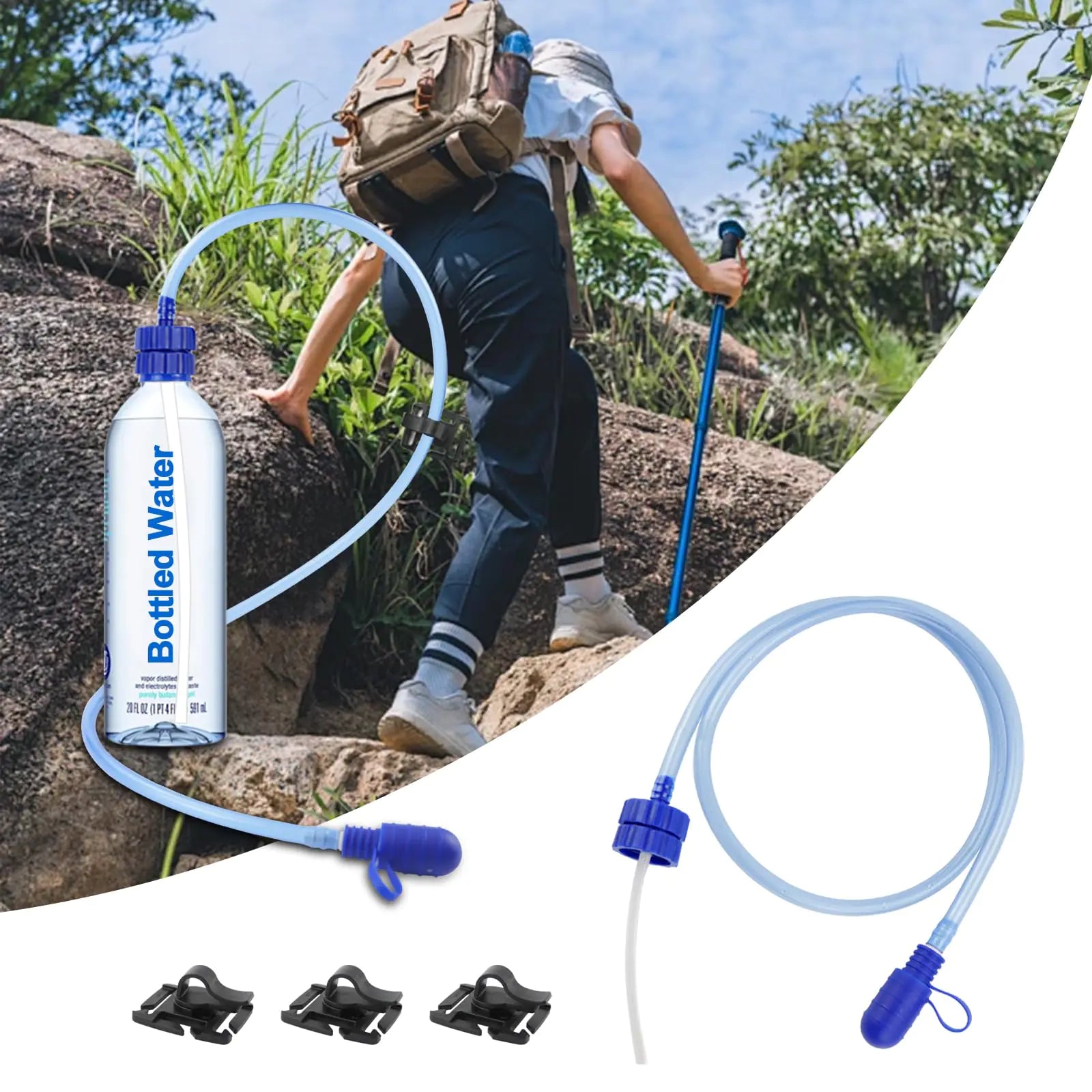 Hydration Adapter Kit for Smartwater and Premium Water/Soda Bottle Compatible for Many Different Types Water Outdoor Sports Accessories Use for Camping Cycling Hiking