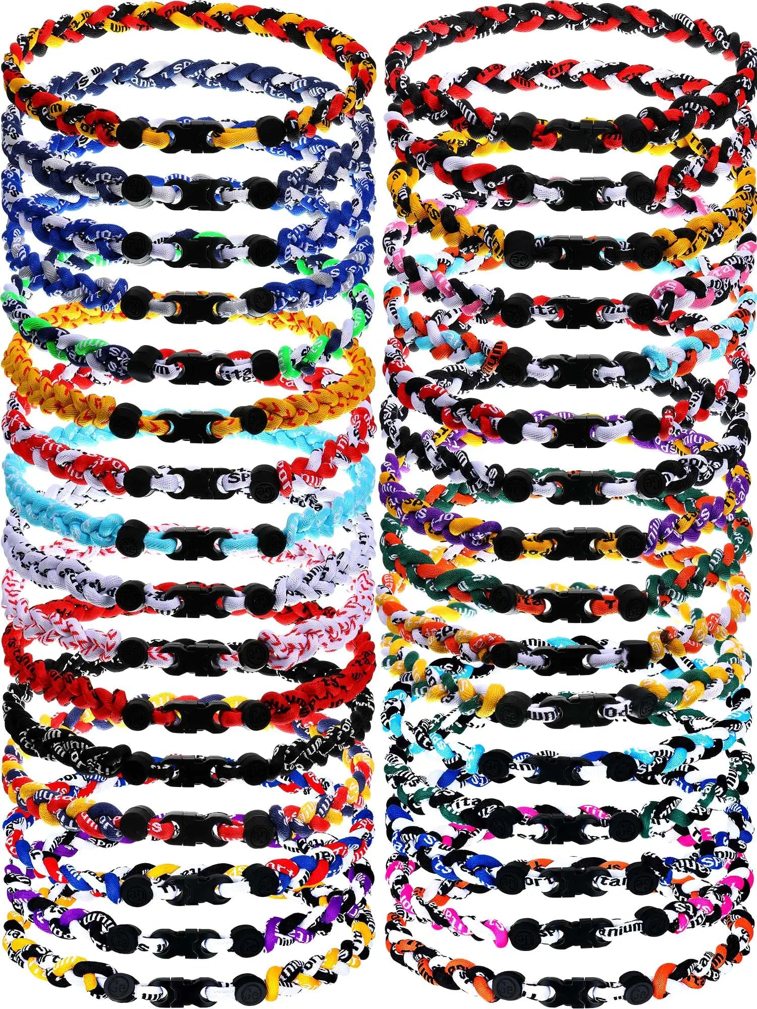 MTLEE 32 Pcs Baseball Necklaces Bulk 3 Braided Rope Tornado Baseball Necklace Assorted Colors Braided Baseball Rope Necklace for Baseball Sports Team (Bright18 Inches)