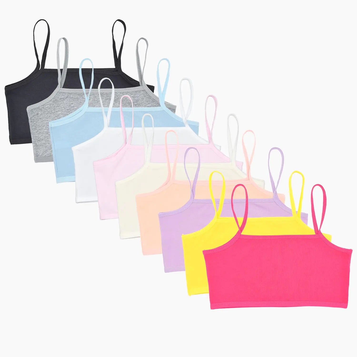 VeaRin Girls Seamless Training Bra Crop Sports Training Bras for Girls Multicolor 10 Bra Pack