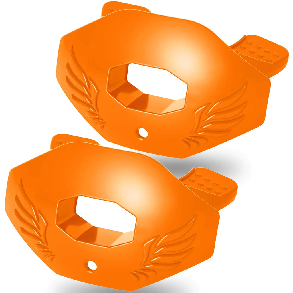 2Pack Mouth Guard Football Football Mouth Guard Youth Football Mouthpiece with StrapNo Boil Soft and Durable Maximum Breathing ChannelFits AdultYouth Hockey Football Rugby(Orange)